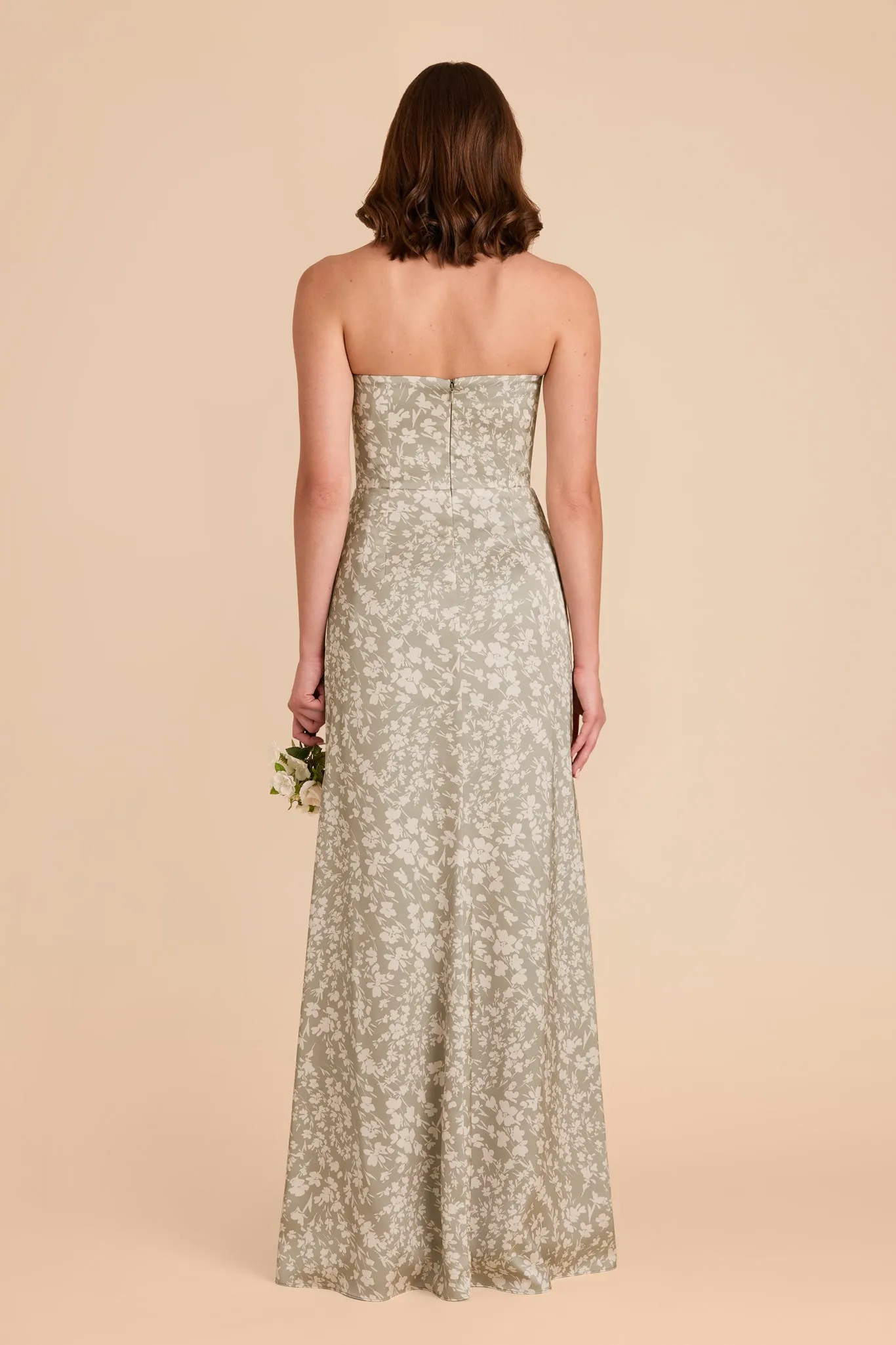 Anne Matte Satin Dress - Moss Green Dreamy Floral sold by Birdy Grey product image thumbnail 5