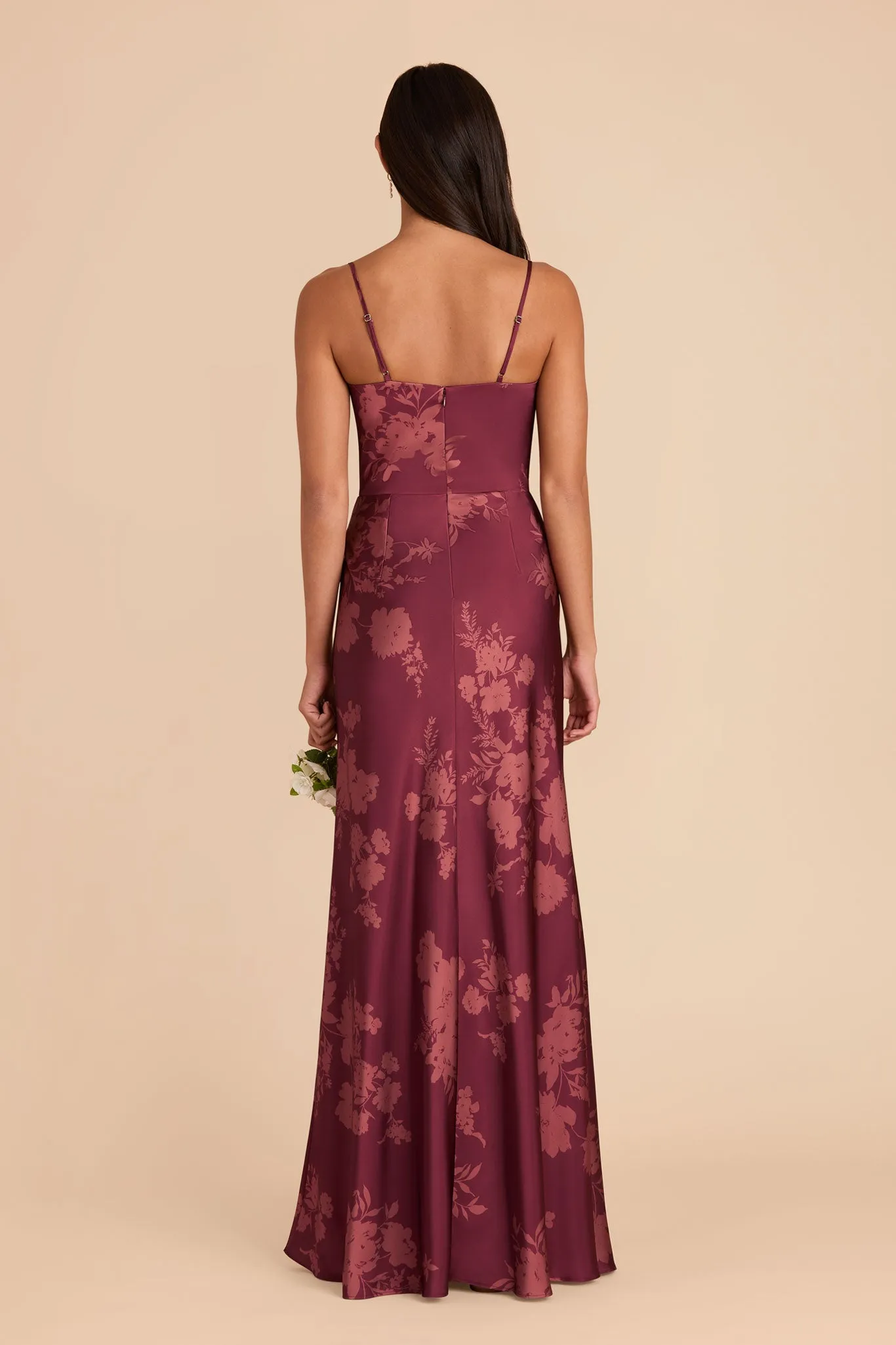 Mai Matte Satin Dress - Sangria Whimsical Blooms sold by Birdy Grey product image thumbnail 4