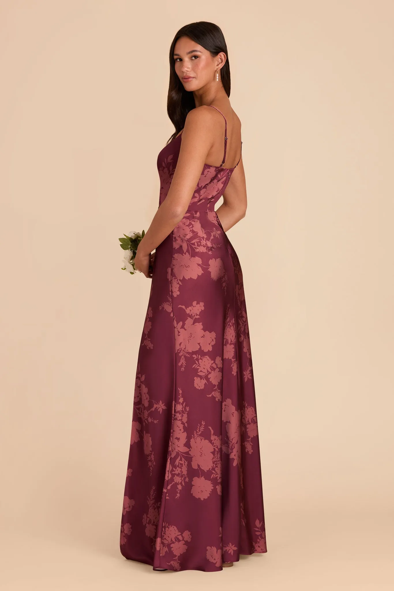 Mai Matte Satin Dress - Sangria Whimsical Blooms sold by Birdy Grey product image thumbnail 3