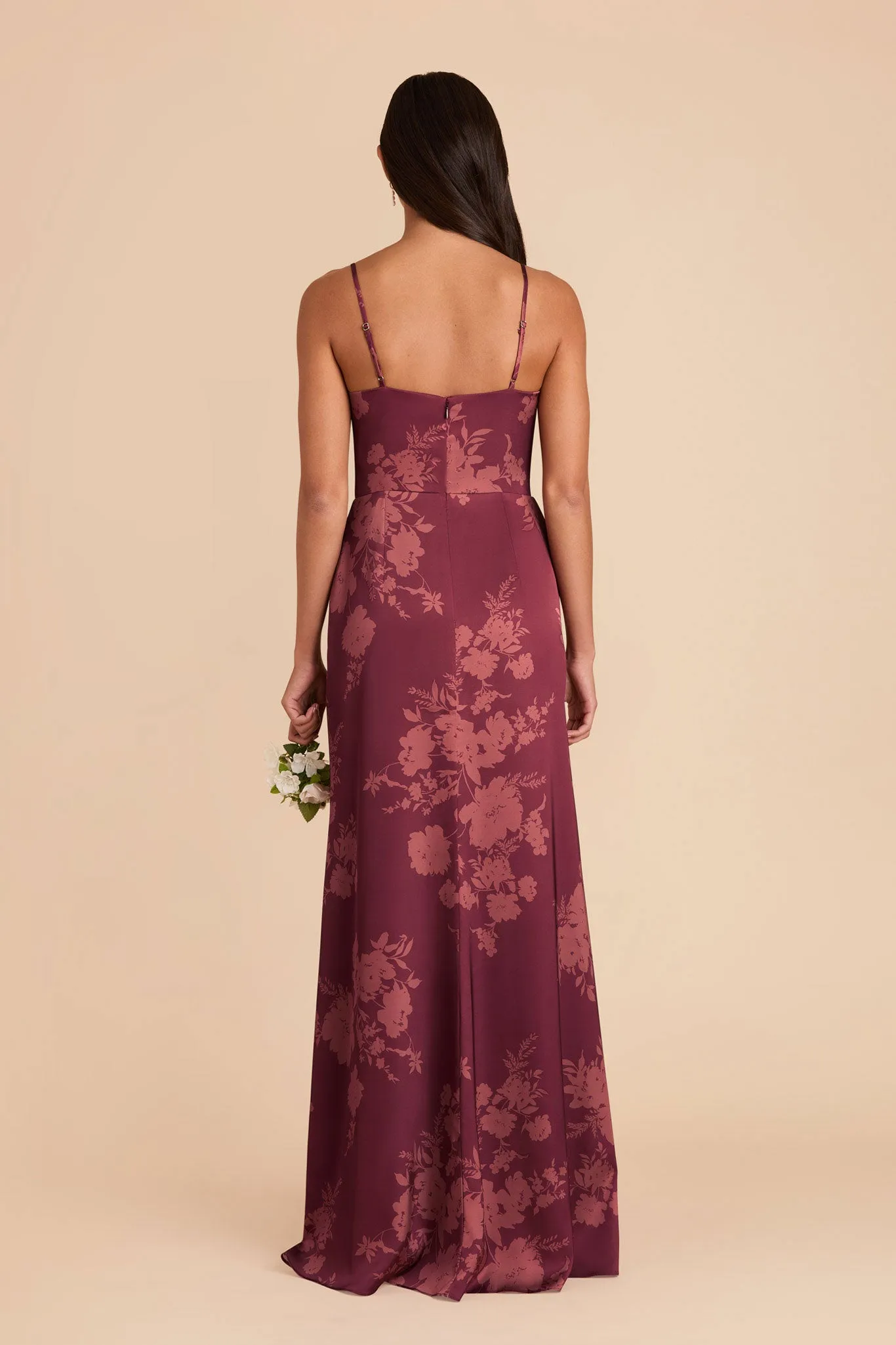 Lydia Matte Satin Dress - Sangria Whimsical Blooms sold by Birdy Grey product image thumbnail 4