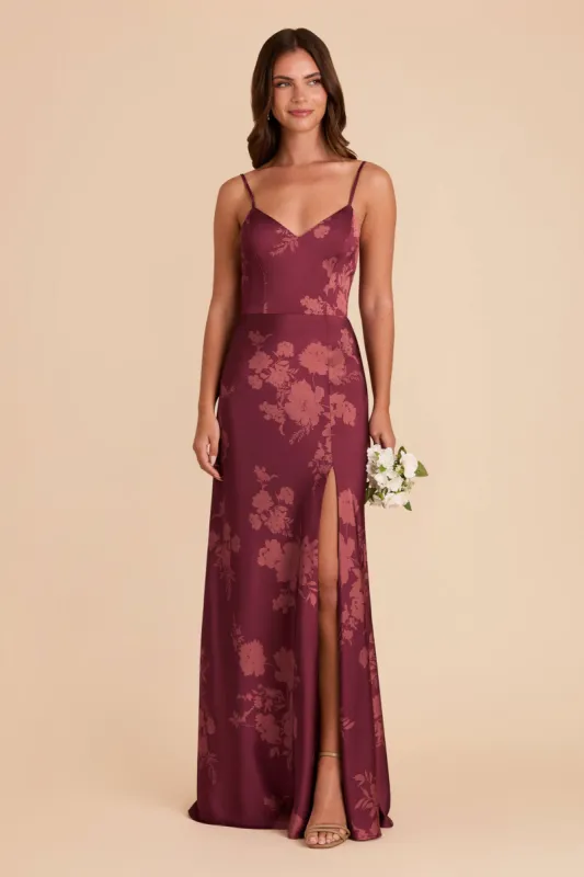 Jay Matte Satin Dress - Sangria Whimsical Blooms sold by Birdy Grey