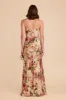 Lisa Long Matte Satin Dress - Hazelnut Moody Blooms sold by Birdy Grey
