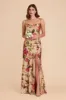 Lisa Long Matte Satin Dress - Hazelnut Moody Blooms sold by Birdy Grey