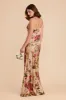 Lisa Long Matte Satin Dress - Hazelnut Moody Blooms sold by Birdy Grey