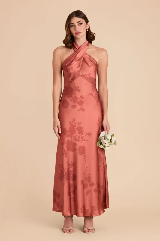 Monique Matte Satin Dress - Wild Rose Whimsical Blooms sold by Birdy Grey