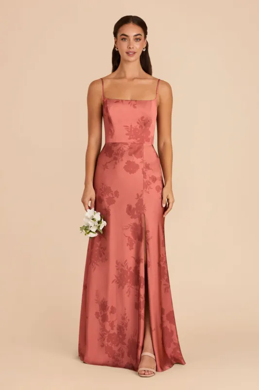 Mai Matte Satin Dress - Wild Rose Whimsical Blooms sold by Birdy Grey