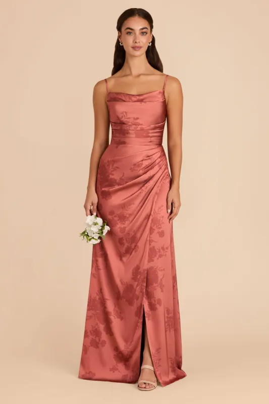 Lydia Matte Satin Dress - Wild Rose Whimsical Blooms sold by Birdy Grey