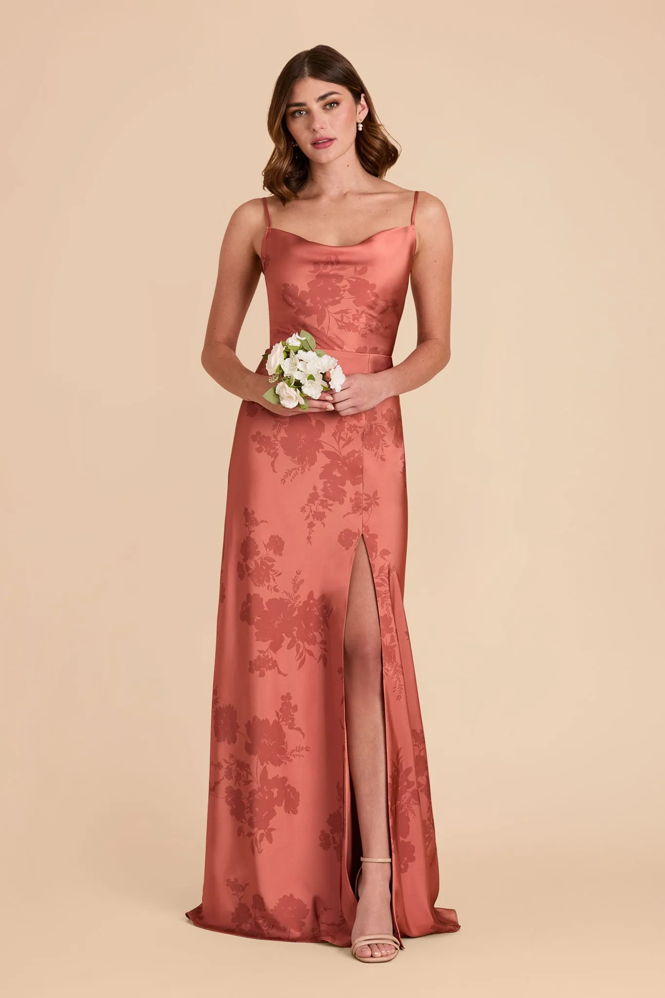 Lisa Long Matte Satin Dress - Wild Rose Whimsical Blooms sold by Birdy Grey product image thumbnail 2