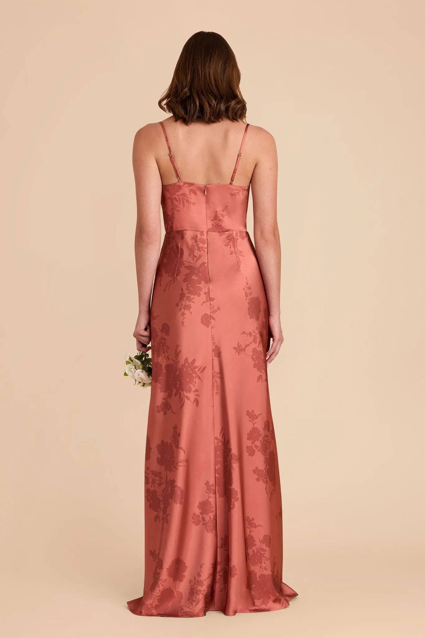 Lisa Long Matte Satin Dress - Wild Rose Whimsical Blooms sold by Birdy Grey product image thumbnail 4
