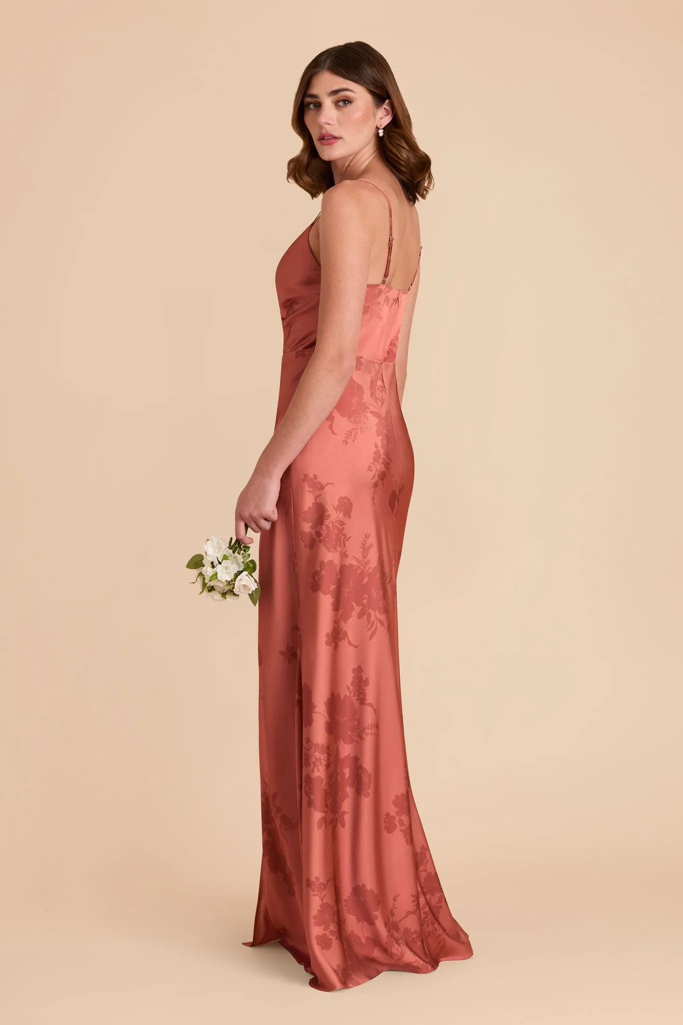 Lisa Long Matte Satin Dress - Wild Rose Whimsical Blooms sold by Birdy Grey product image thumbnail 3