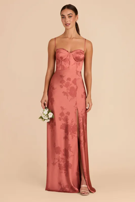 Jessica Matte Satin Dress - Wild Rose Whimsical Blooms sold by Birdy Grey