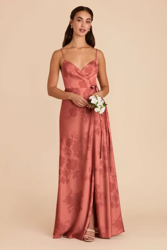 Cindy Matte Satin Dress - Wild Rose Whimsical Blooms sold by Birdy Grey