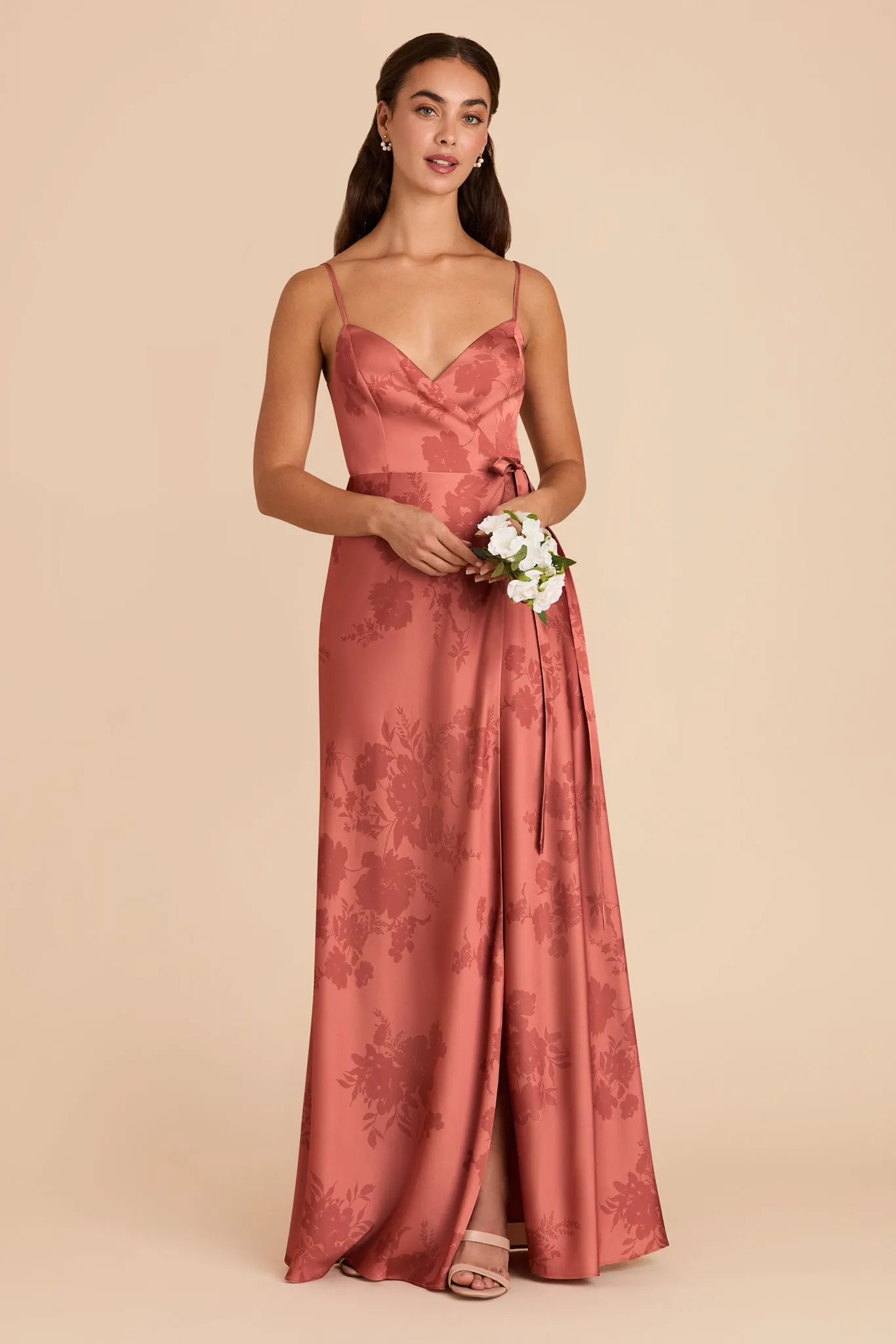 Cindy Matte Satin Dress - Wild Rose Whimsical Blooms sold by Birdy Grey