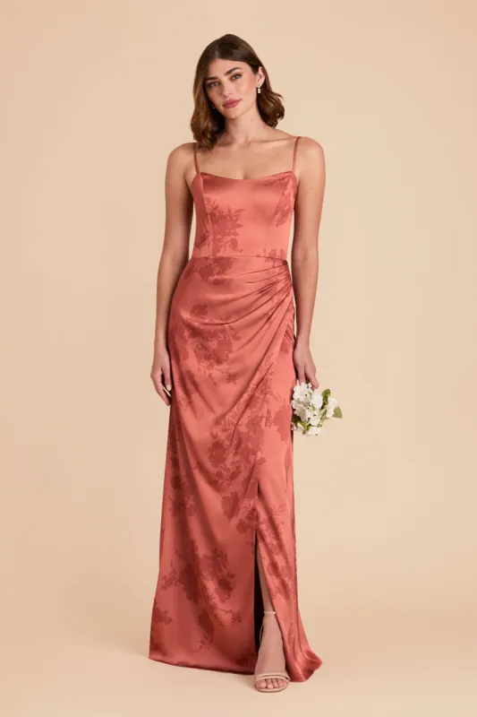 Anne Matte Satin Dress - Wild Rose Whimsical Blooms sold by Birdy Grey