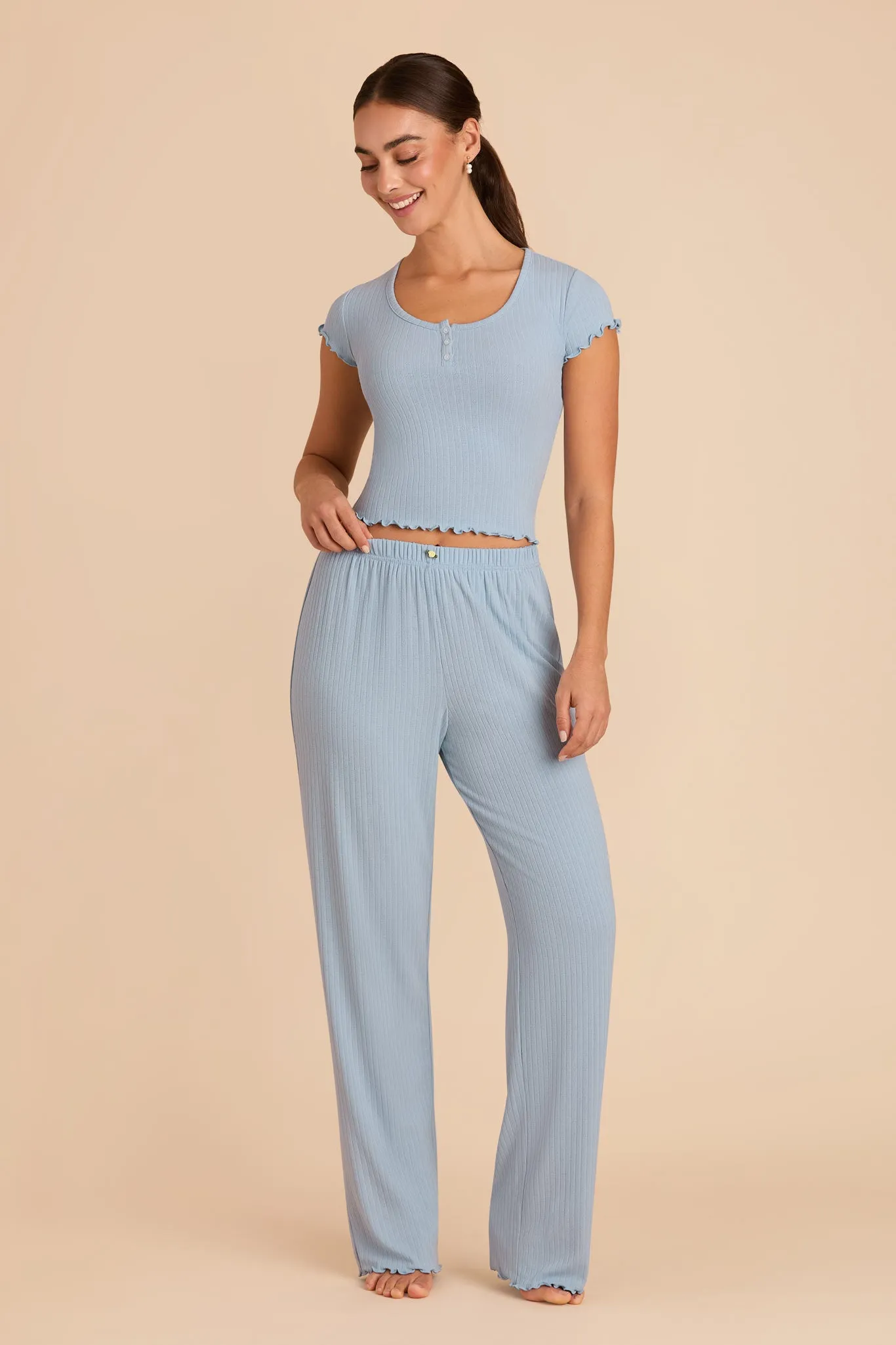 Lana Pointelle Set - Mist Blue sold by Birdy Grey