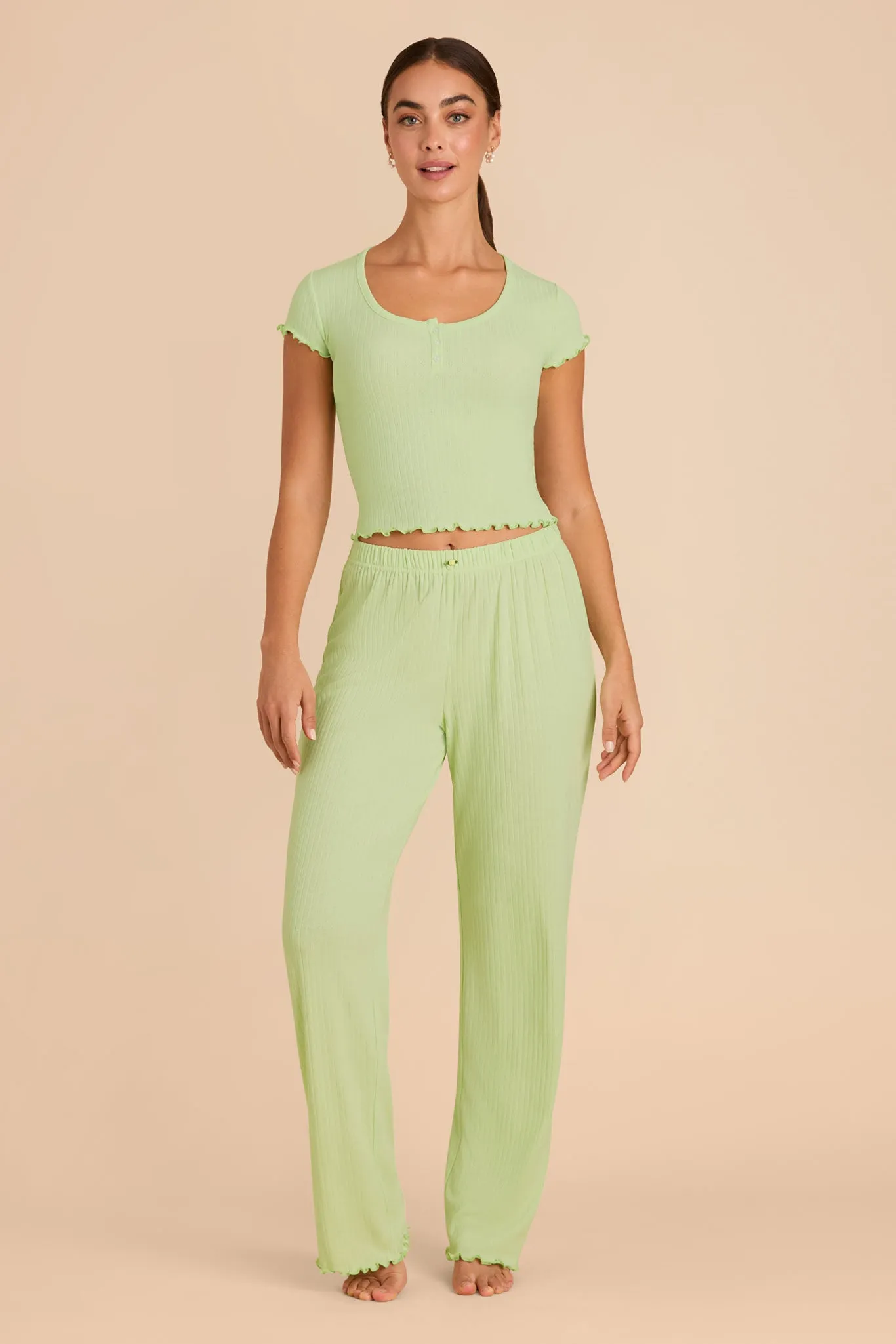 Lana Pointelle Set - Bright Pistachio sold by Birdy Grey