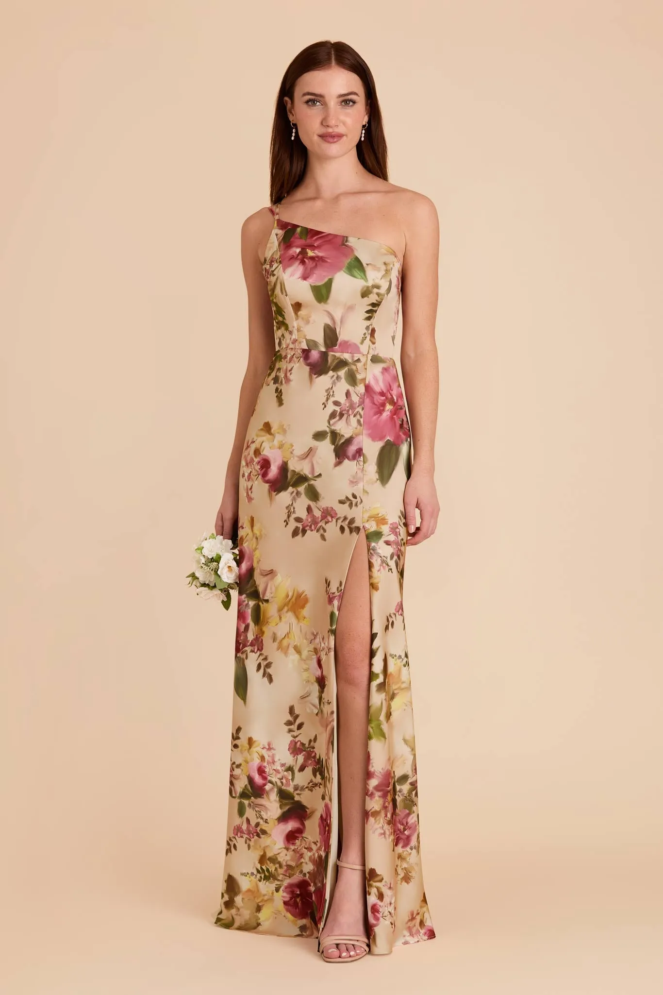 Kensie Matte Satin Dress - Hazelnut Moody Blooms sold by Birdy Grey