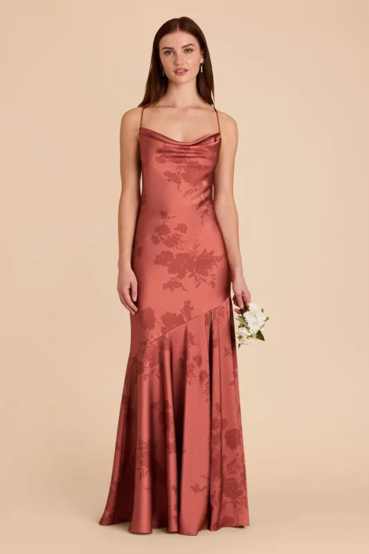 Olivia Matte Satin Dress - Wild Rose Whimsical Blooms sold by Birdy Grey