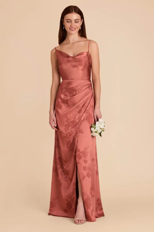 Jennifer Matte Satin Dress - Wild Rose Whimsical Blooms sold by Birdy Grey