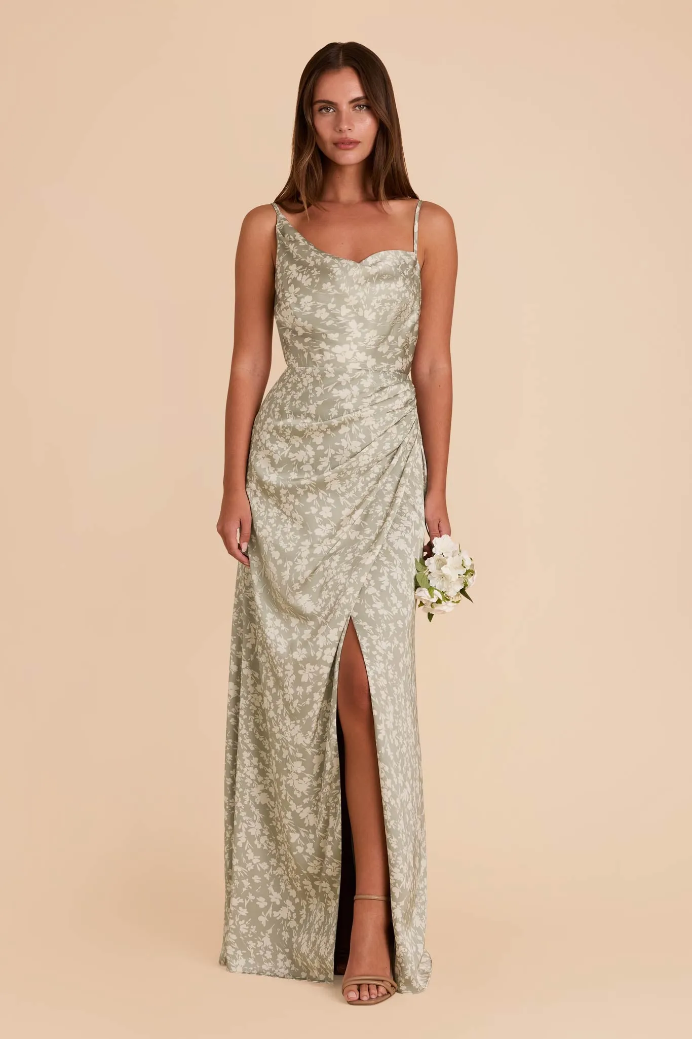 Jennifer Matte Satin Dress - Moss Green Dreamy Floral sold by Birdy Grey product image thumbnail 2