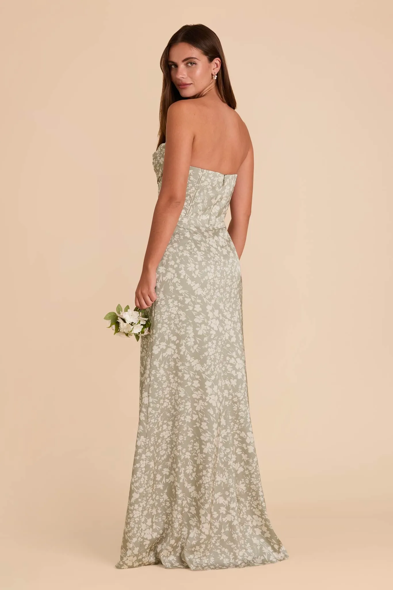 Carrie Matte Satin Dress - Moss Green Dreamy Floral sold by Birdy Grey product image thumbnail 4