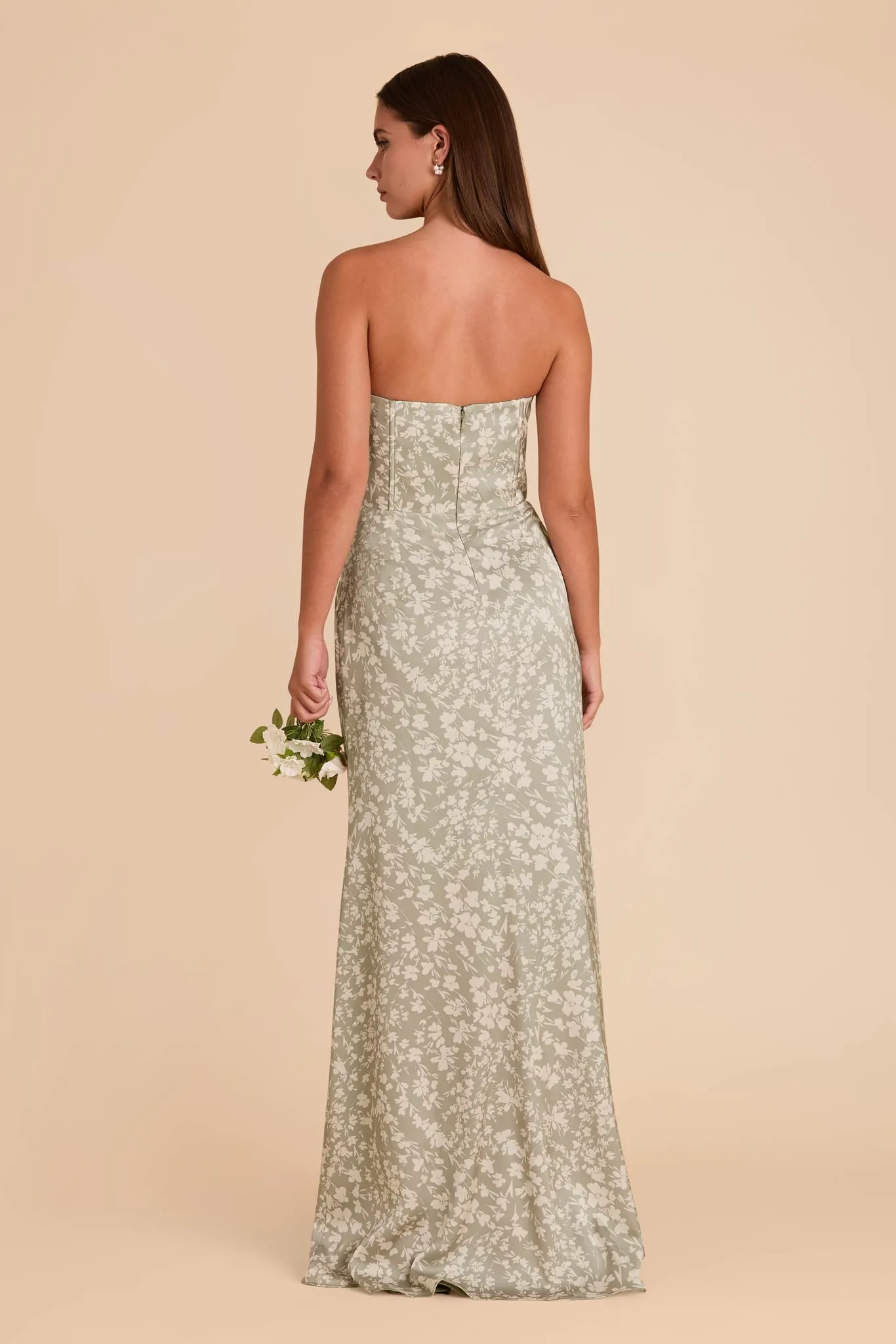 Carrie Matte Satin Dress - Moss Green Dreamy Floral sold by Birdy Grey product image thumbnail 5