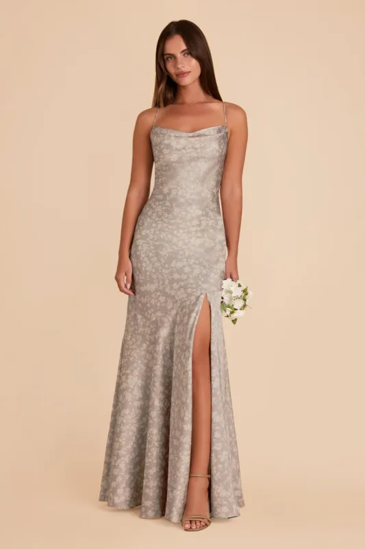 Olivia Matte Satin Dress - Almond Dreamy Floral sold by Birdy Grey