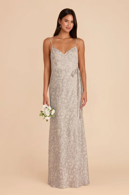 Cindy Matte Satin Dress - Almond Dreamy Floral sold by Birdy Grey