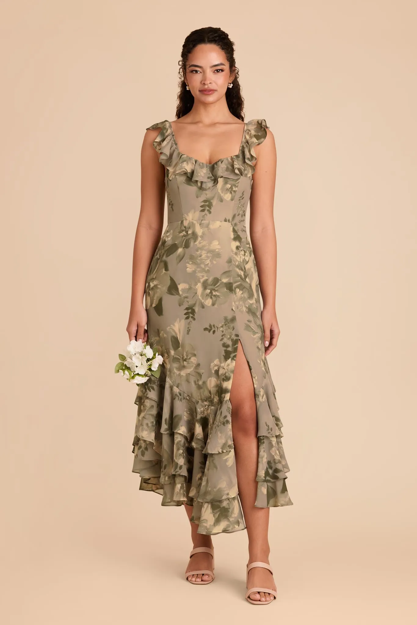 Ginny Chiffon Dress - Doe Painted Botanics sold by Birdy Grey