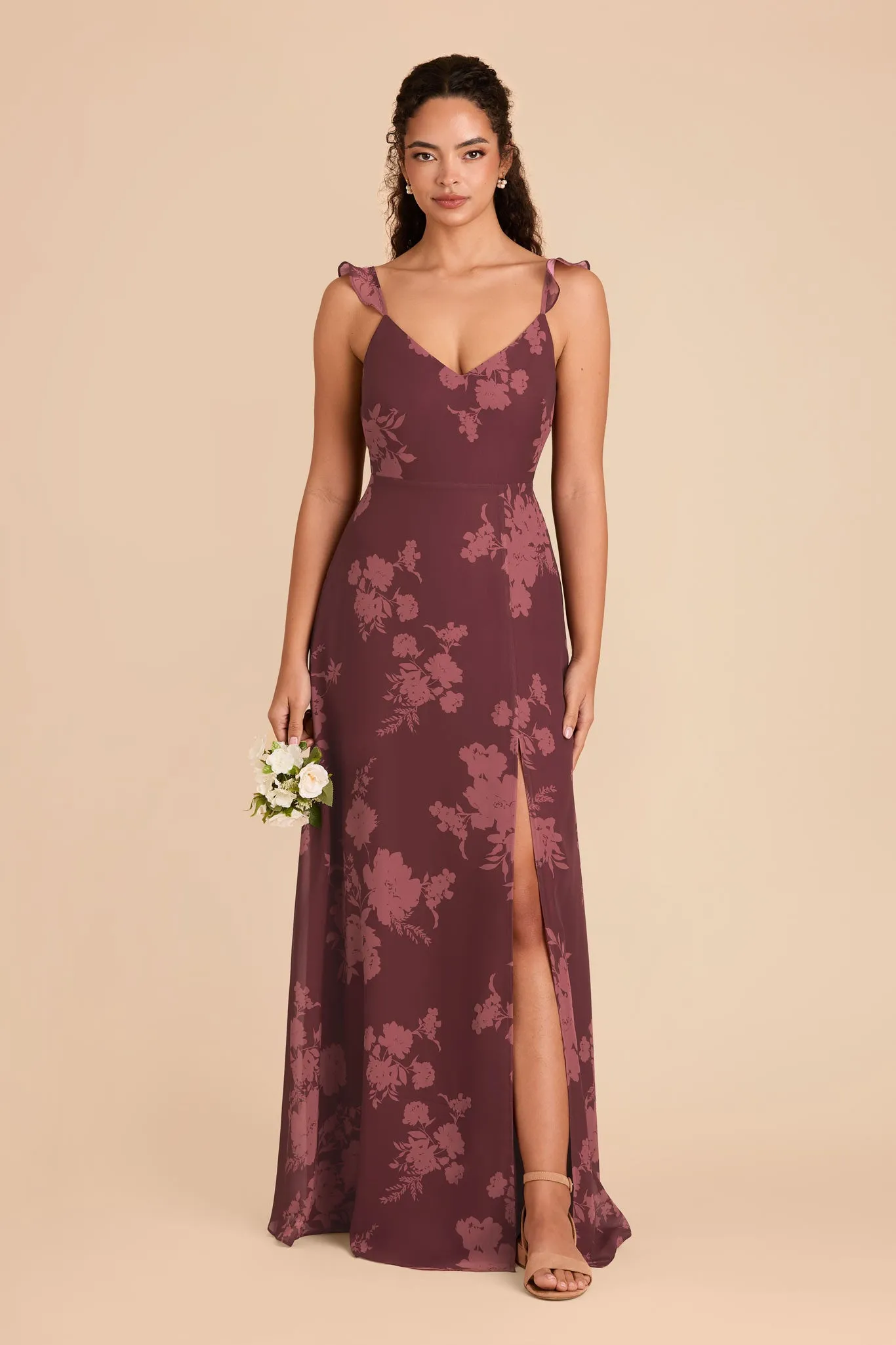 Doris Chiffon Dress - Sangria Whimsical Blooms sold by Birdy Grey