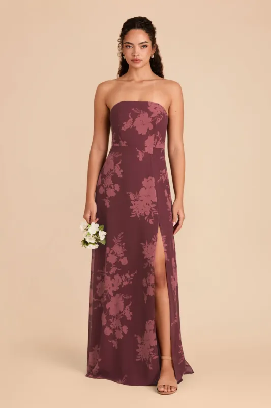 Chris Convertible Chiffon Dress - Sangria Whimsical Blooms sold by Birdy Grey