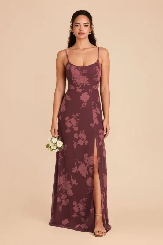 Amy Chiffon Dress - Sangria Whimsical Blooms sold by Birdy Grey