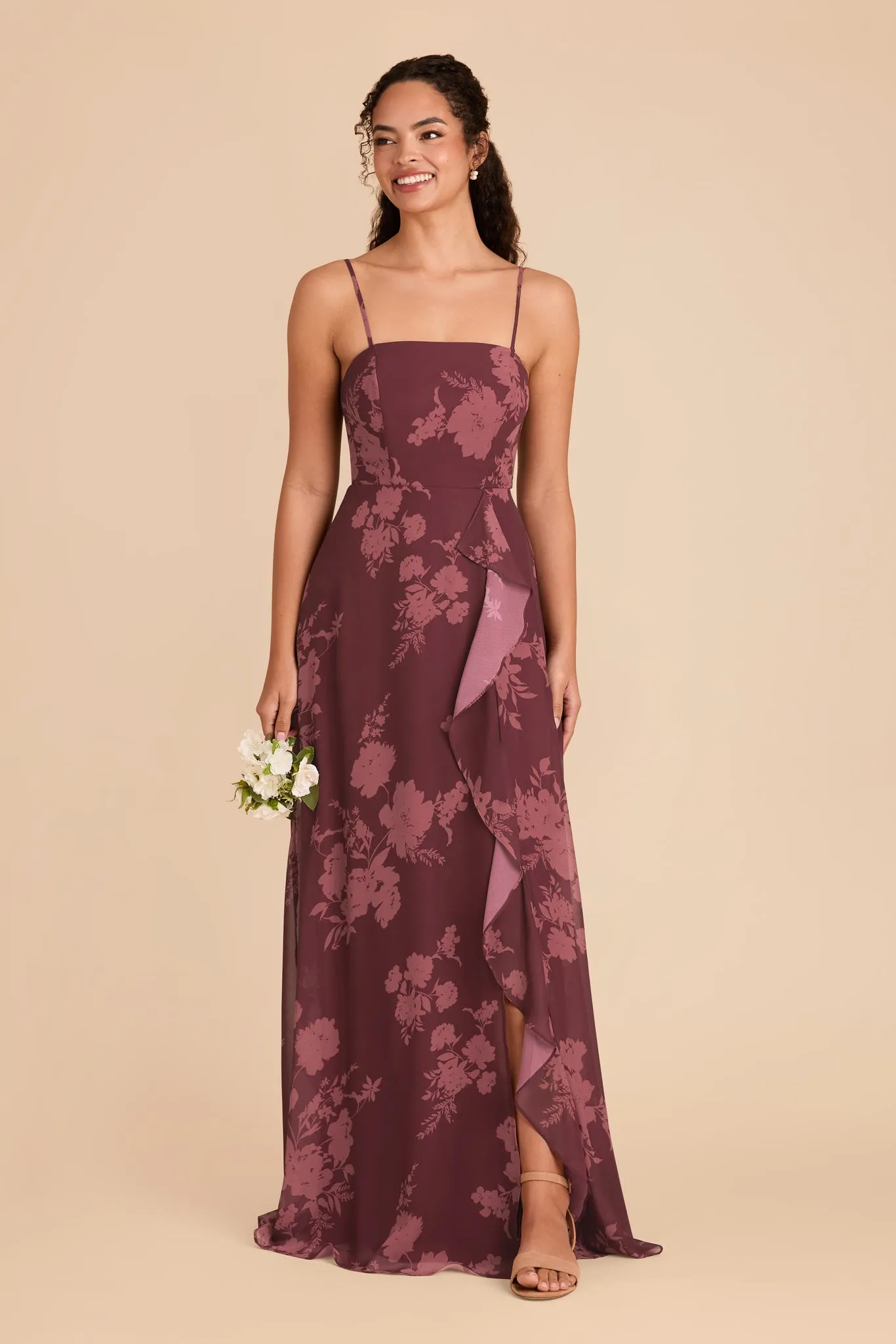 Winnie Convertible Chiffon Dress - Sangria Whimsical Blooms sold by Birdy Grey product image thumbnail 2