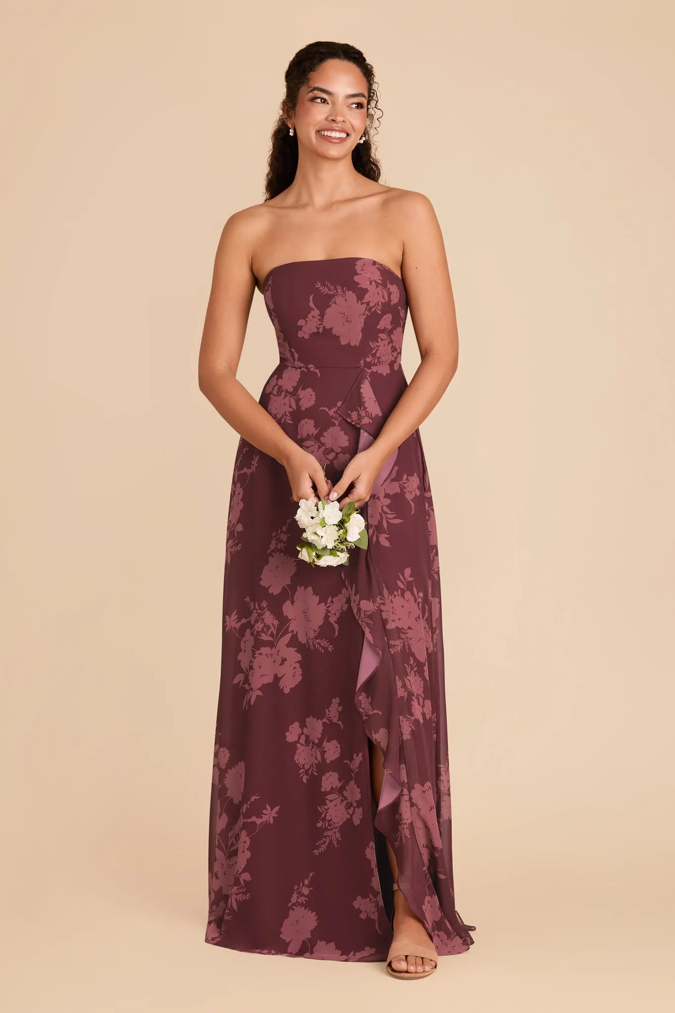 Winnie Convertible Chiffon Dress - Sangria Whimsical Blooms sold by Birdy Grey product image thumbnail 4