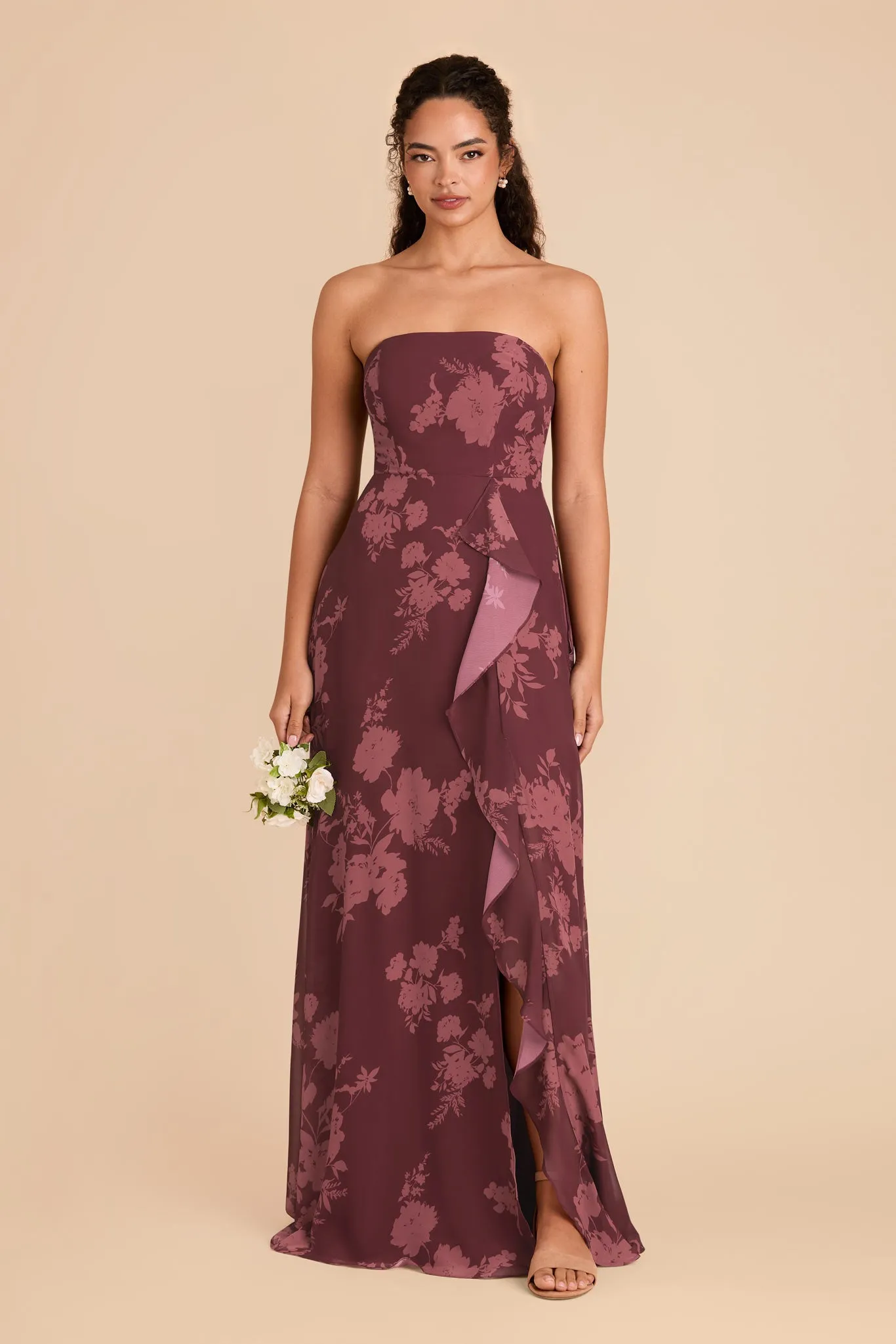 Winnie Convertible Chiffon Dress - Sangria Whimsical Blooms sold by Birdy Grey