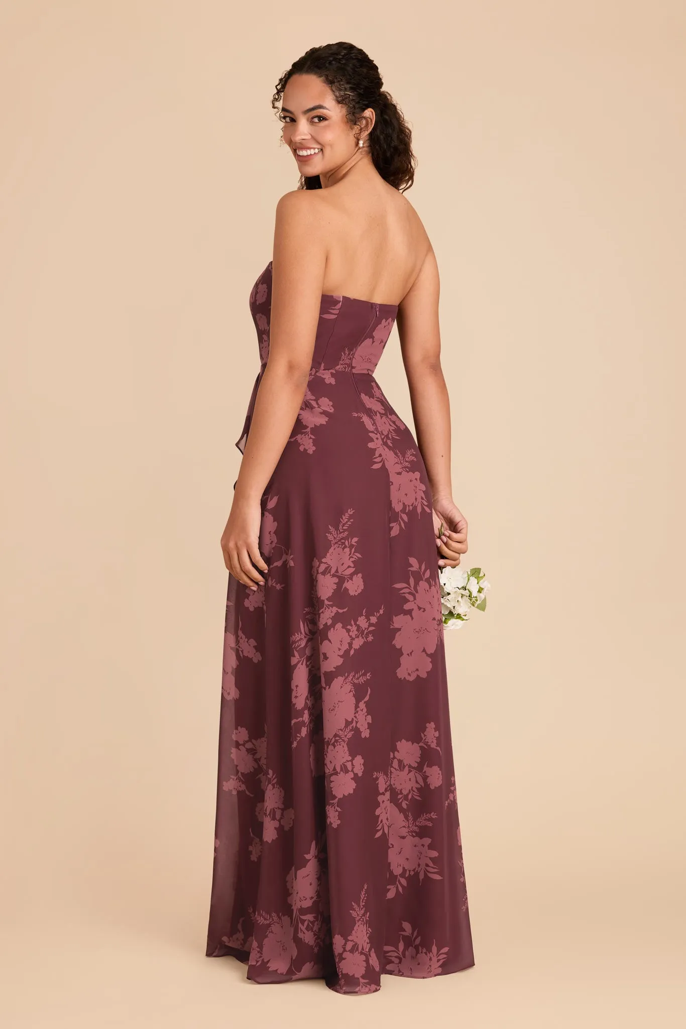 Winnie Convertible Chiffon Dress - Sangria Whimsical Blooms sold by Birdy Grey product image thumbnail 5