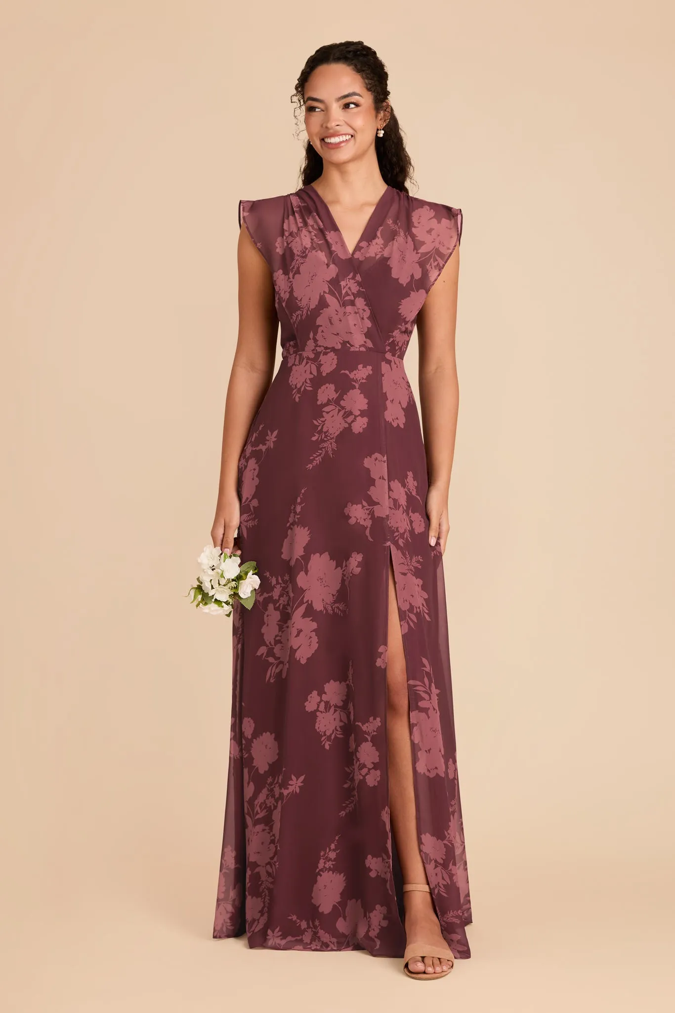 Violet Chiffon Dress - Sangria Whimsical Blooms sold by Birdy Grey