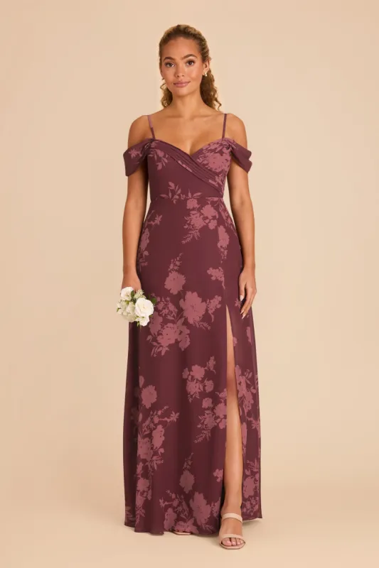 Spence Convertible Dress With Slit - Sangria Whimsical Blooms sold by Birdy Grey