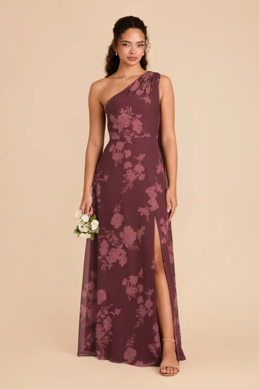 Melissa Chiffon Dress - Sangria Whimsical Blooms sold by Birdy Grey