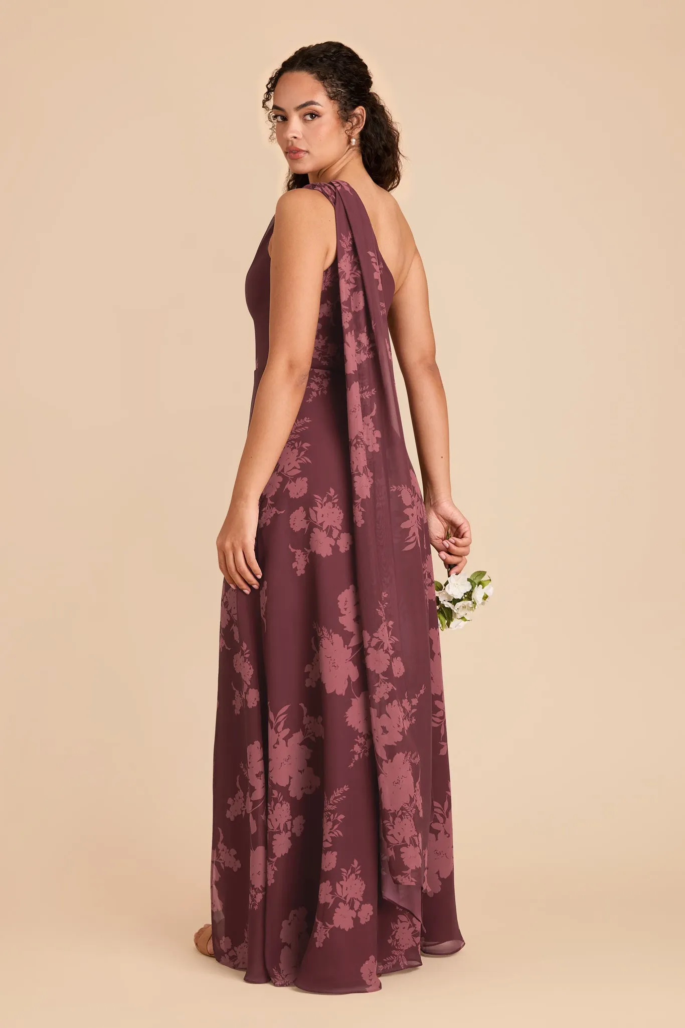 Melissa Chiffon Dress - Sangria Whimsical Blooms sold by Birdy Grey product image thumbnail 5