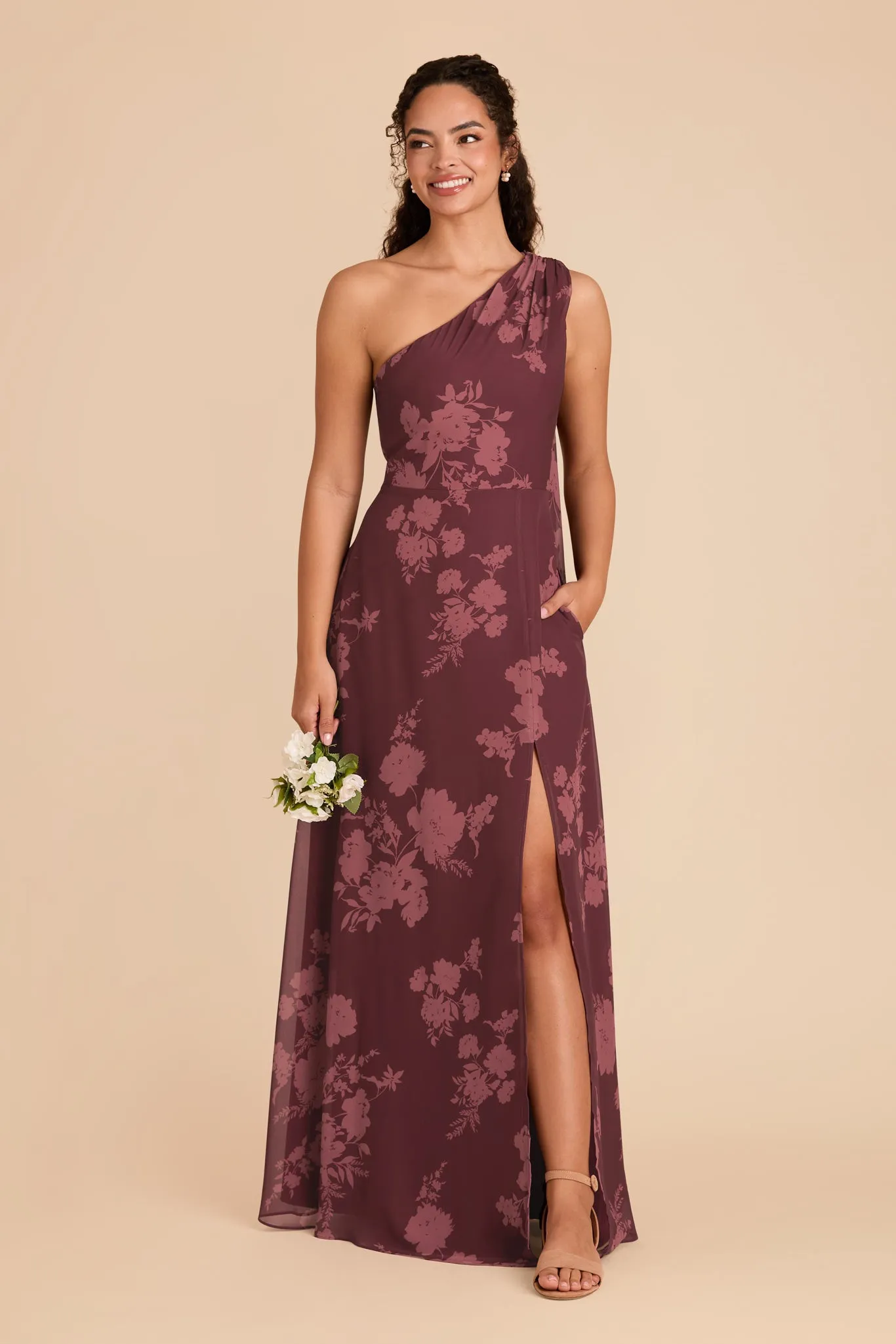 Melissa Chiffon Dress - Sangria Whimsical Blooms sold by Birdy Grey product image thumbnail 2