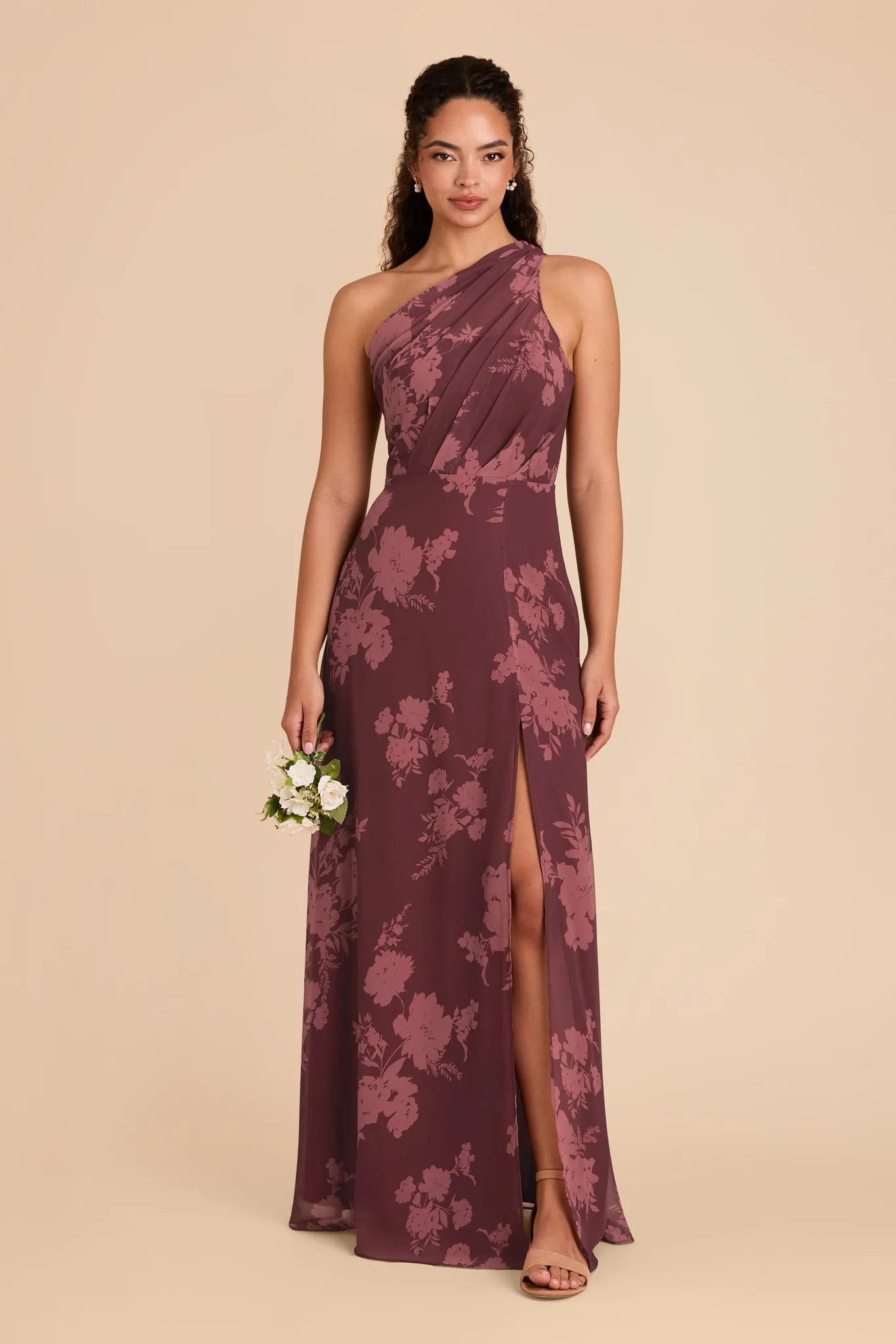 Kira Dress With Slit - Sangria Whimsical Blooms sold by Birdy Grey