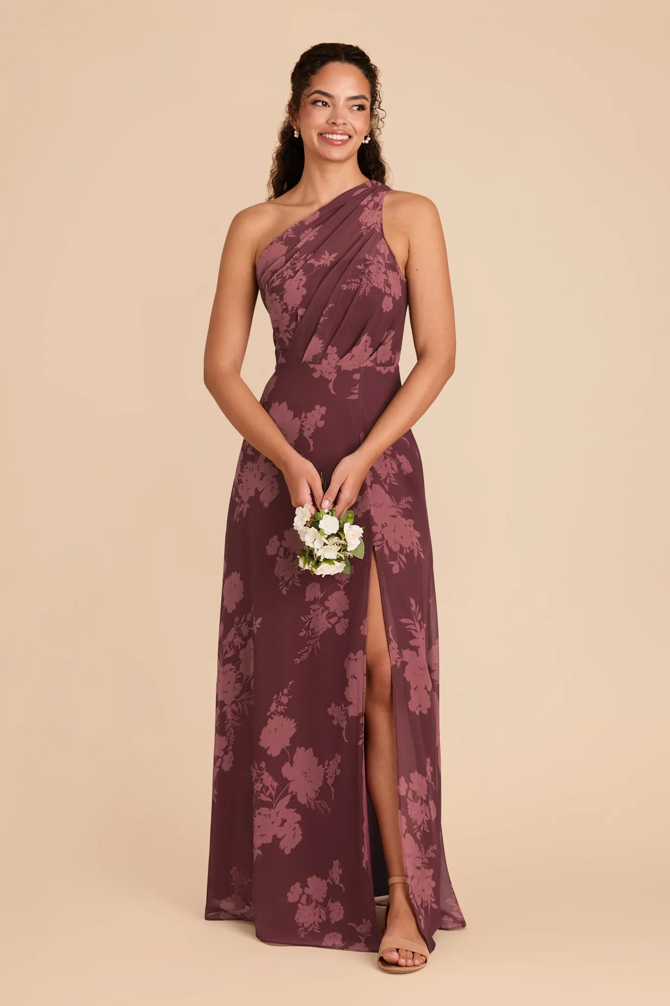 Kira Dress With Slit - Sangria Whimsical Blooms sold by Birdy Grey product image thumbnail 2