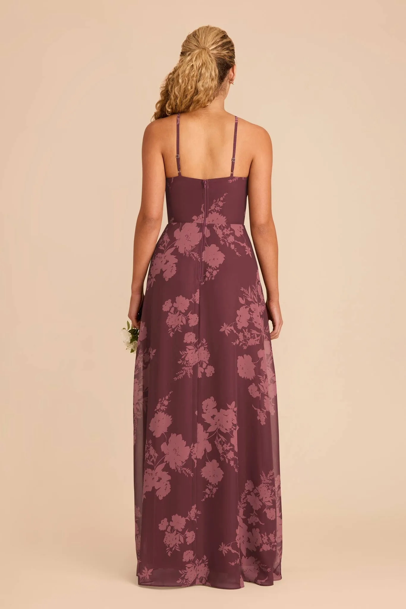 Juliet Chiffon Dress - Sangria Whimsical Blooms sold by Birdy Grey product image thumbnail 4