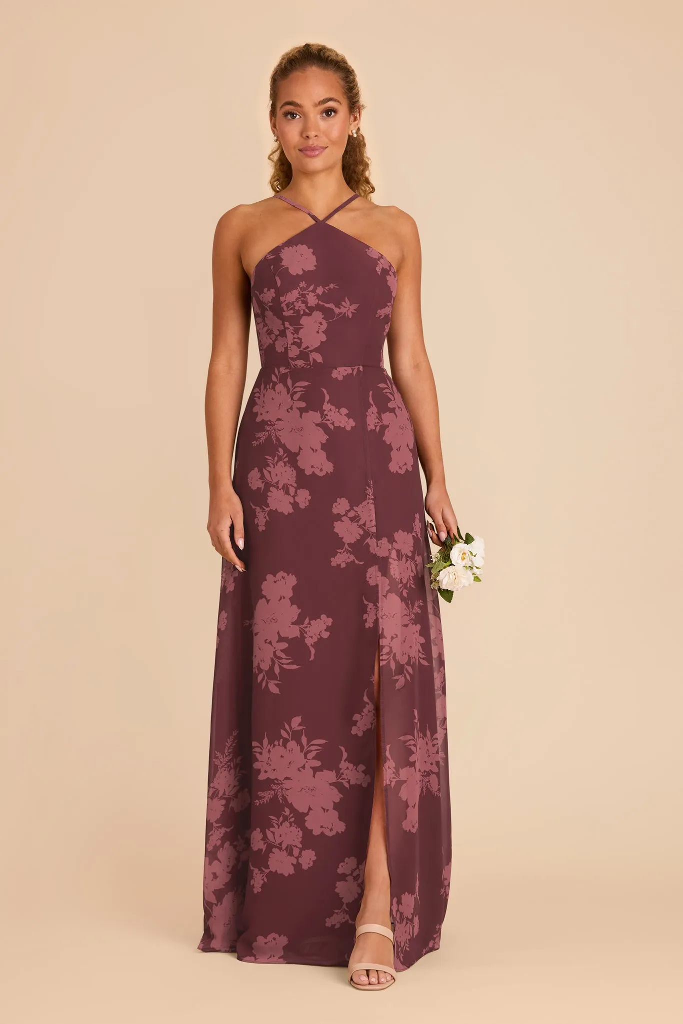 Juliet Chiffon Dress - Sangria Whimsical Blooms sold by Birdy Grey product image thumbnail 2