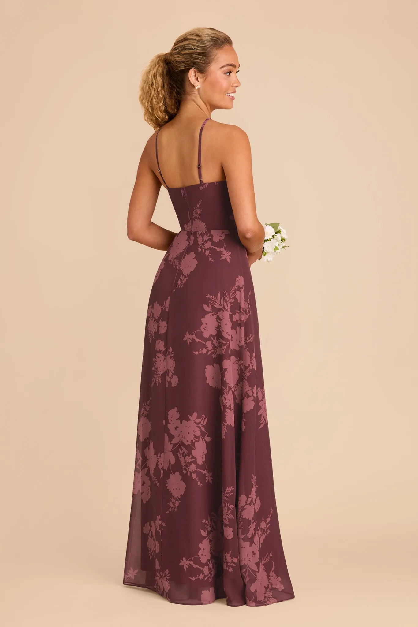 Juliet Chiffon Dress - Sangria Whimsical Blooms sold by Birdy Grey product image thumbnail 3