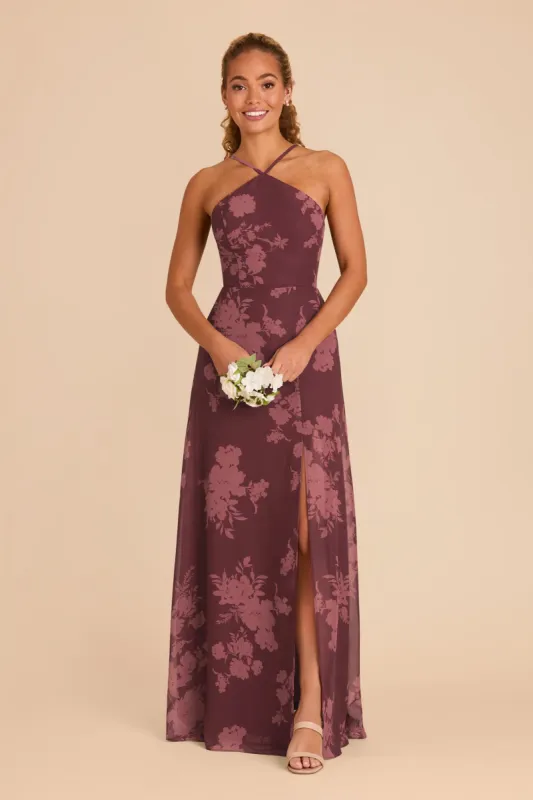Juliet Chiffon Dress - Sangria Whimsical Blooms sold by Birdy Grey