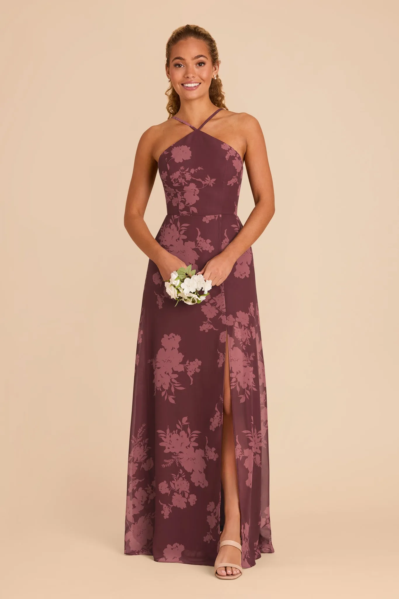 Juliet Chiffon Dress - Sangria Whimsical Blooms sold by Birdy Grey