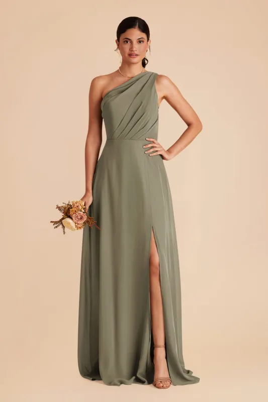 Kira Dress With Slit - Thyme sold by Birdy Grey