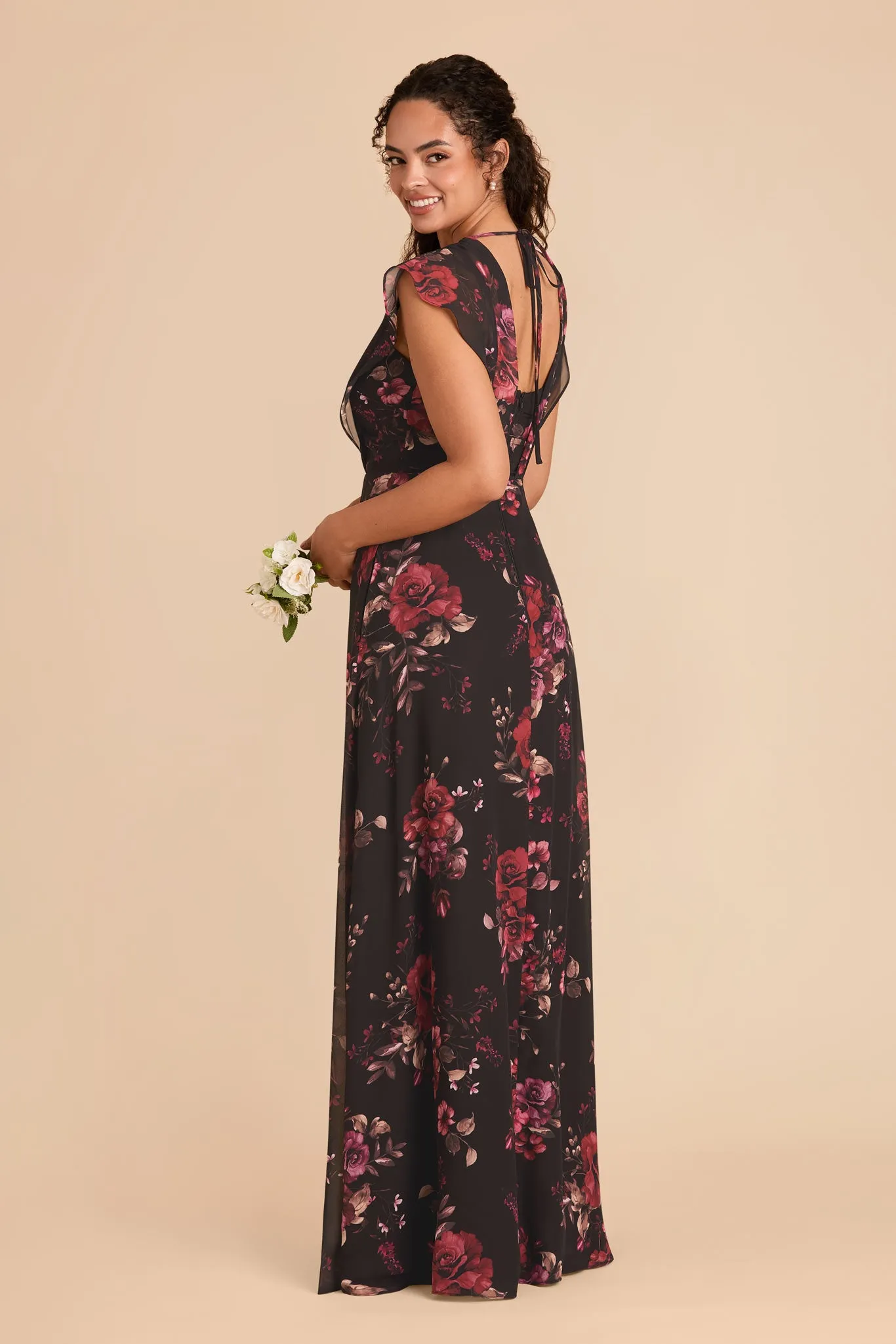 Violet Chiffon Dress - Black Fleurs D'Amour sold by Birdy Grey product image thumbnail 4